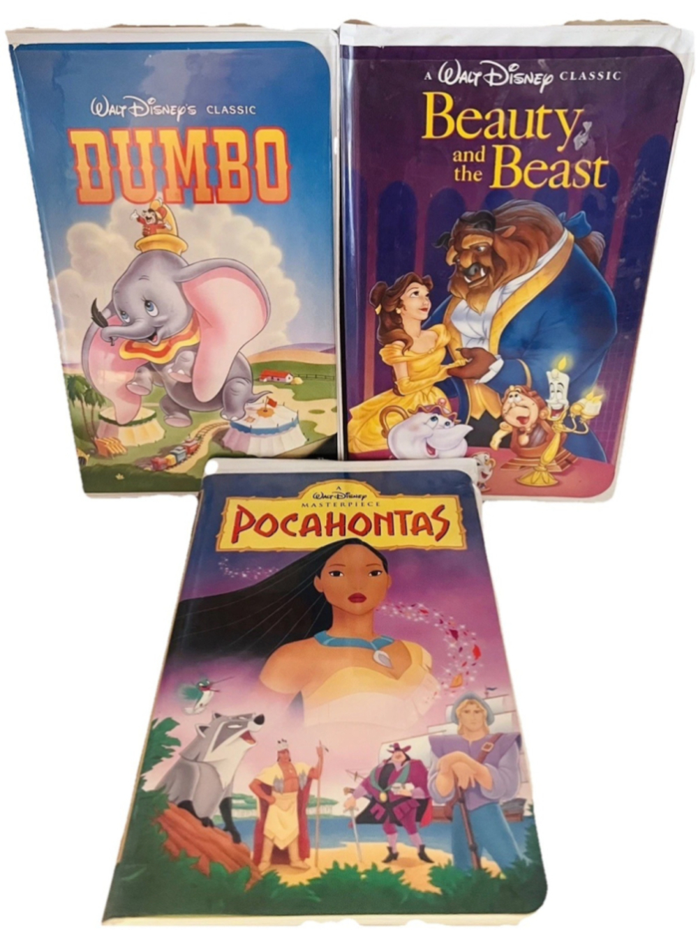 Disney VHS Dumbo Pocahontas Beauty and Beast ~Lot of 3~ Classic Black Diamond